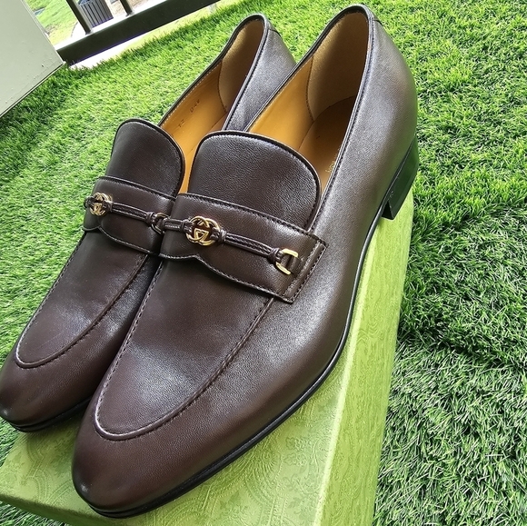 Gucci Loafers Mens Sz 12 Ed G-bit Leather New Authentic, Preppy Wedding Formal - Picture 7 of 13